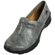 Nurse Mates Libby Lightweight Leather Medical Nursing Clogs Slip-On Doctor Shoes, 38449 Gray Flower / 6C/DUS