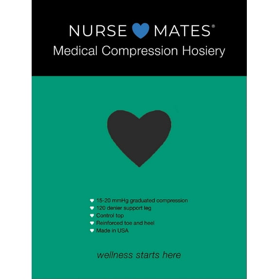 Nurse Mates Medical Compression Pantyhose | 15-20mmHg | Black | Size EE