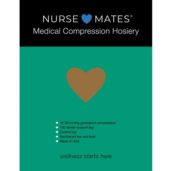 Nurse Mates Medical Compression Pantyhose | 15-20mmHg | Honey Beige | Size EE