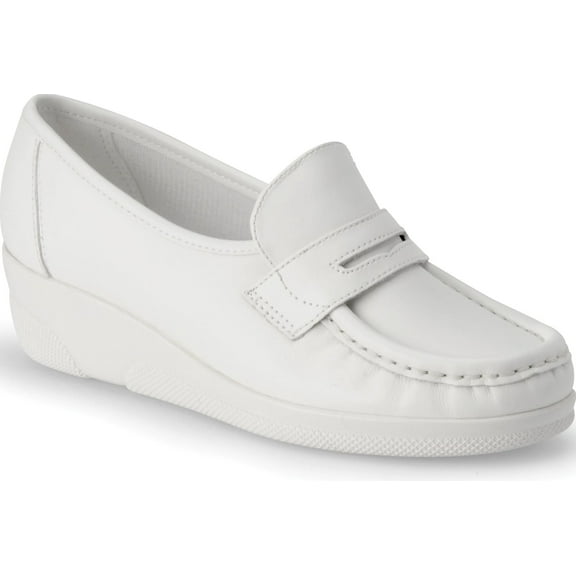 Nurse Mates Pennie Shoe | Slip-Resistant Loafer | White | Size 8M