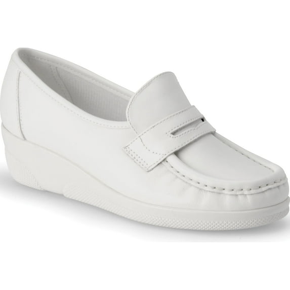 Nurse Mates Pennie Shoe | Slip-Resistant Loafer | White | Size 8WW