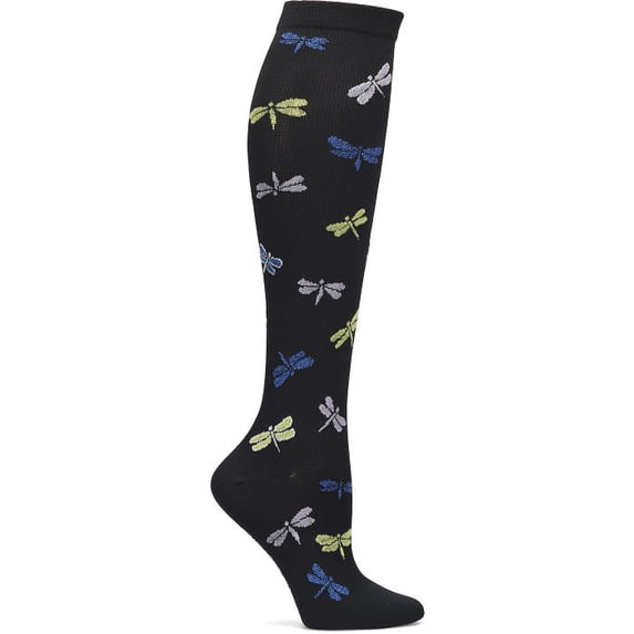 Nurse Mates Women's Calf Socks | 12-14 mmHg Compression | Dragonfly Sparkle