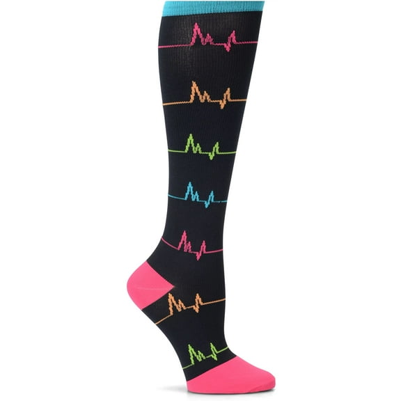 Nurse Mates Women's Calf Socks | 12-14 mmHg Compression | EKG Black