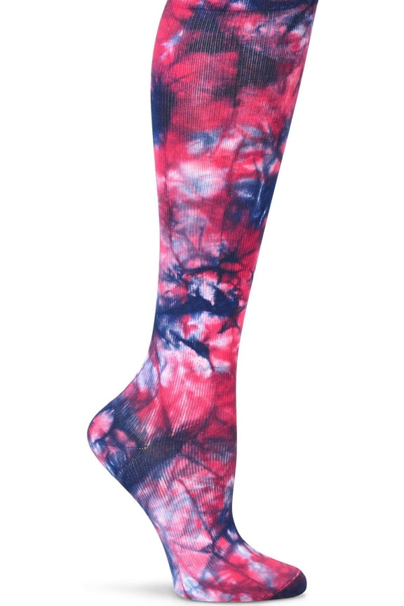 Women's Calf Socks | 12-14 mmHg Compression | Navy Magenta Tie Dye