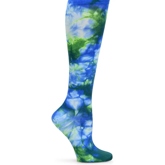 Nurse Mates Women's Mild Compression Socks, Wide Calf - Royal Green Ti