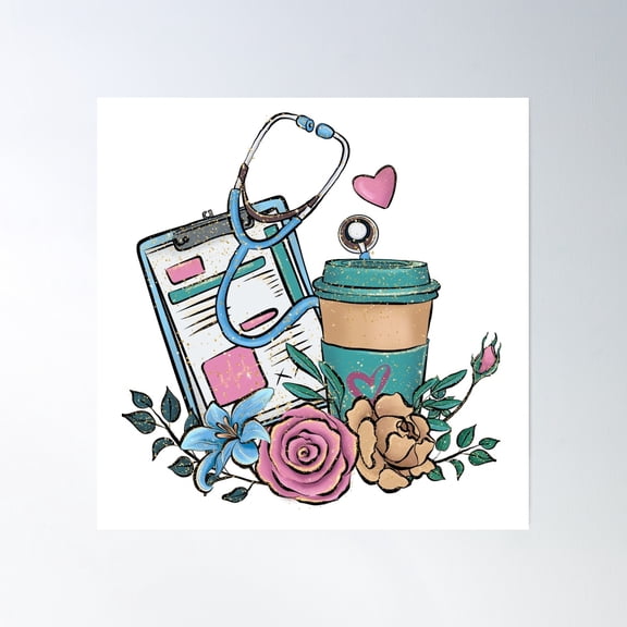 Nurse Medical Pattern , Nursing Life Gift , Fun Nurse Poster Wall Art, Modern Wall Decor, 24x24 UNFRAMED