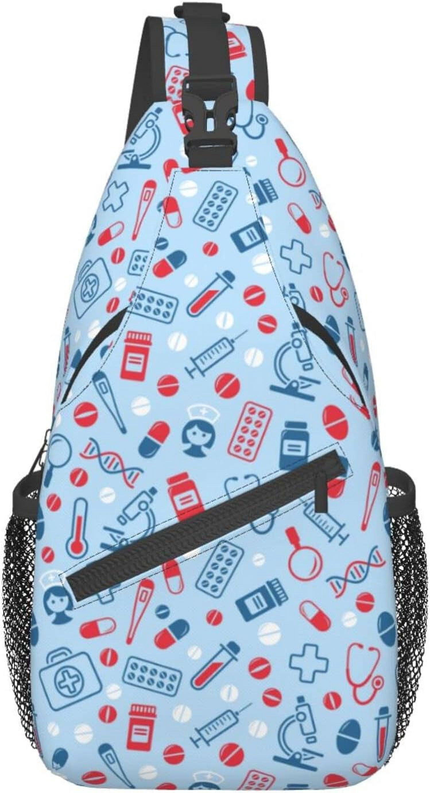Nurse Medical Print Sling Bag Crossbody Hiking Travel Chest Bags Backpack Shoulder Daypack for Women Men