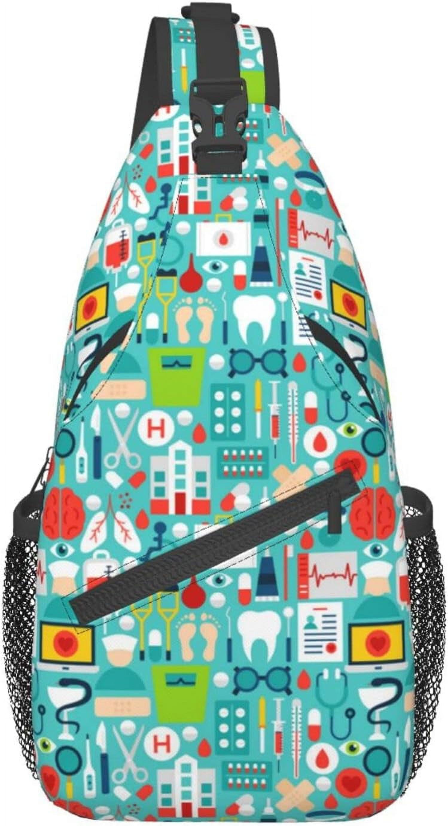 Nurse Medical Theme Sling Bag Crossbody Hiking Travel Chest Bags Backpack Shoulder Daypack for Women Men