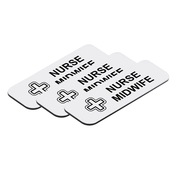 Nurse Midwife 1 x 3" Name Tag/Badge, White, (3 Pack)
