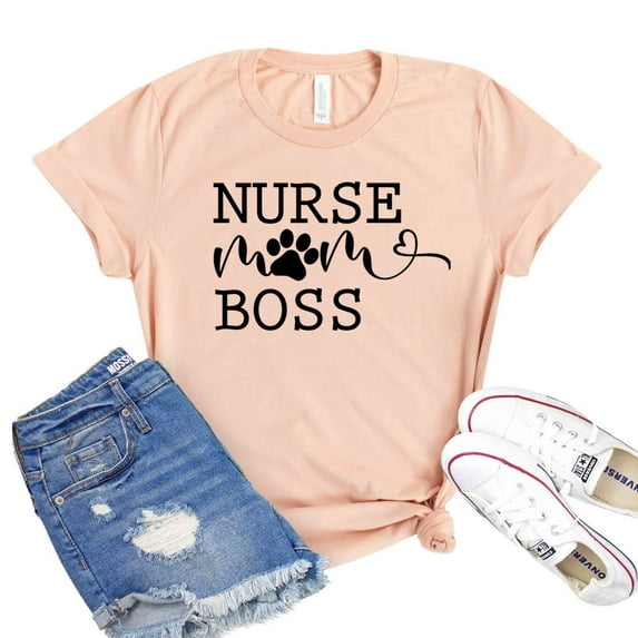 Nurse Mom Boss Shirt Registered Shirts Women's Nursing Tshirt Student Gift Mother's Day T-shirt Momlife Tee