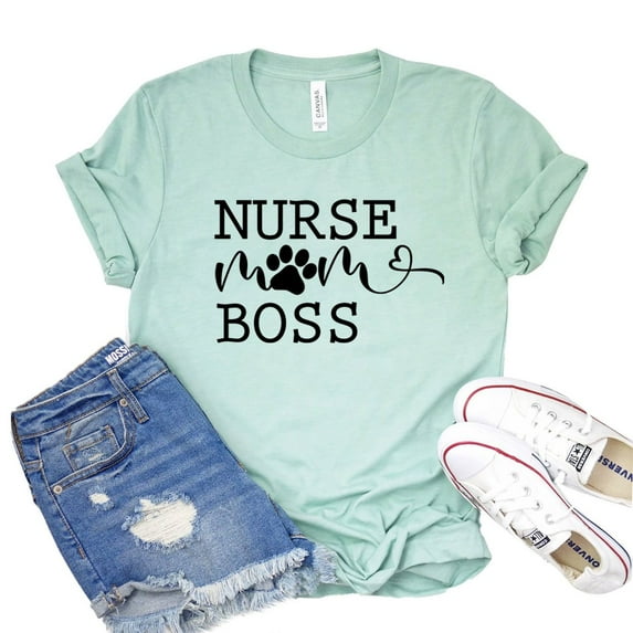 Nurse Mom Boss Shirt Registered Shirts Women's Nursing Tshirt Student Gift Mother's Day T-shirt Momlife Tee