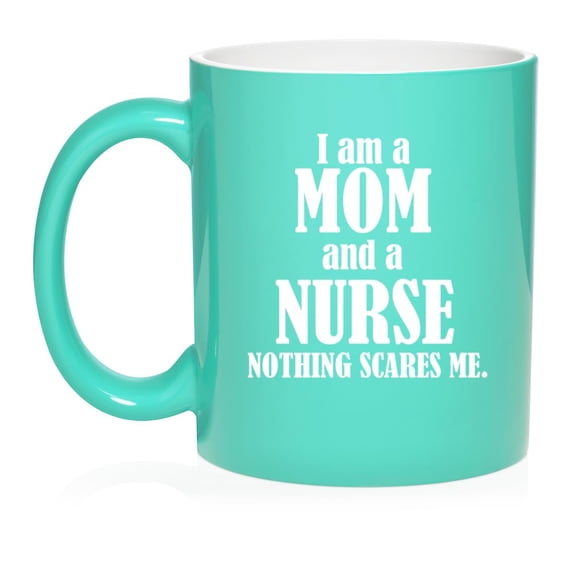 Nurse Mom Ceramic Coffee Mug Tea Cup Gift for Her, Wife (11oz Teal)