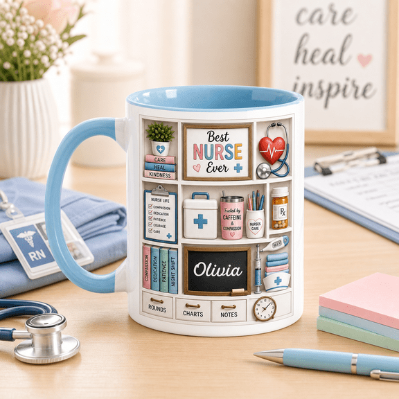 Nurse Mug 3D Effect Personalized Nurse Gift for RN, Student Nurse, Care Team