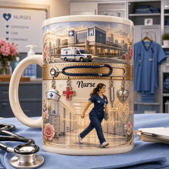 Nurse Mug Father's Day Gift, Healthcare Coffee Cup for Nurse Dad or Medical Worker