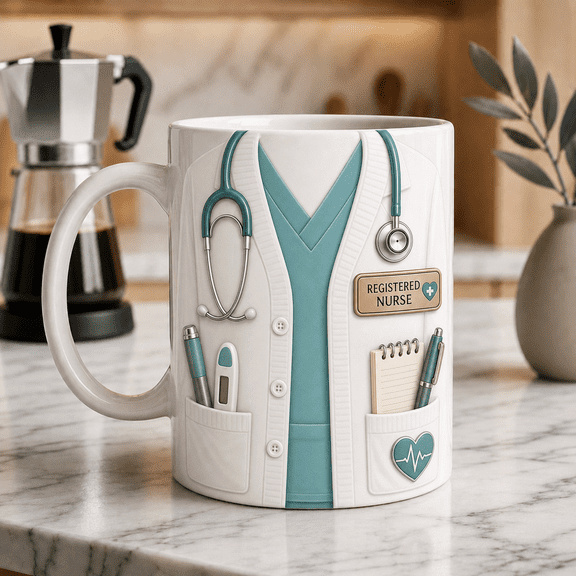 Nurse Mug Personalized Name Coffee Cup, Registered Nurse Gift for Coworker or Grad