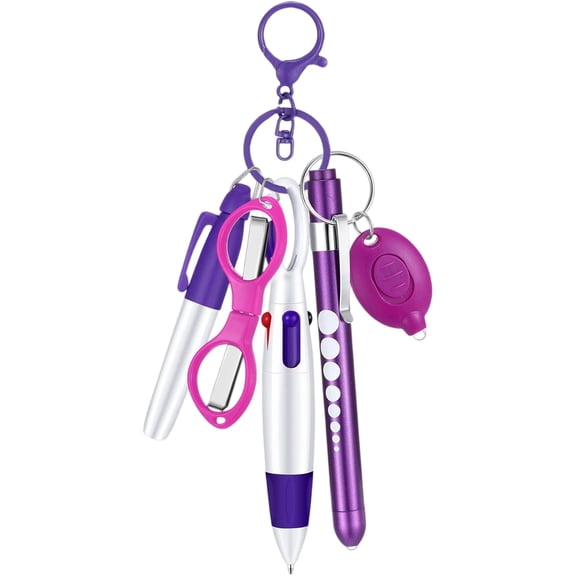 Nurse Multi Tool Keychain Set, 6 In 1 Multi Function Set For Medical Workers, With Flashlight Foldable Scissors Ballpoint Pen