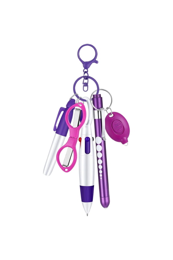 Nurse Multi Tool Keychain Set, 6 In 1 Multi Function Set For Medical Workers, With Flashlight Foldable Scissors Ballpoint Pen