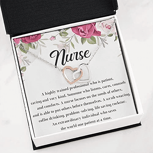 To My Nurse Necklace, Nurse Definition Necklace, Nurse Gift, Nurse Graduation Gift, Future Nurse Gift, Nursing School Gifts, Appreciation Gift, Necklace for Nurse Interlocking Hearts Necklace. S