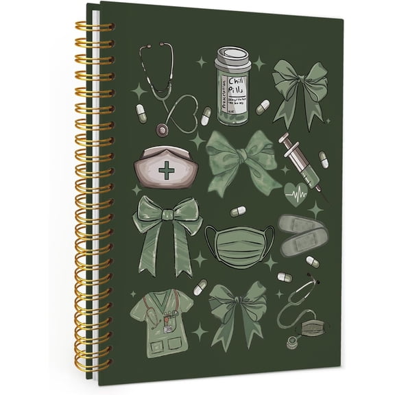 Nurse Notebook, Nursing School Supplies, Nurse Essentials Aesthetic Notebook Journal, RN Gifts for Nurses Nursing Student Women 5.5x8.3 Inch A5 - Forest Green