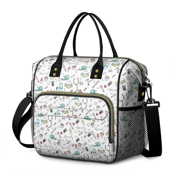 Nurse Nursing Saving Lives Every Day Cute Nurse Aesthetic Nurse Life Cute Funny Future Nurse Large Insulated Lunch Bag Dual Compartment Leakproof Lunch Box Waterproof Cooler Tote with Adjustable Strap
