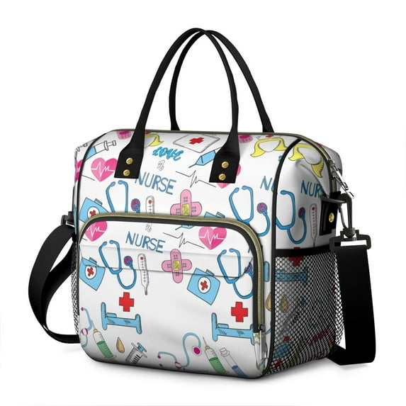 Nurse Nursing Saving Lives Every Day Cute Nurse Aesthetic Nurse Life Cute Funny Future Nurse Large Insulated Lunch Bag Dual Compartment Leakproof Lunch Box Waterproof Cooler Tote with Adjustable Strap