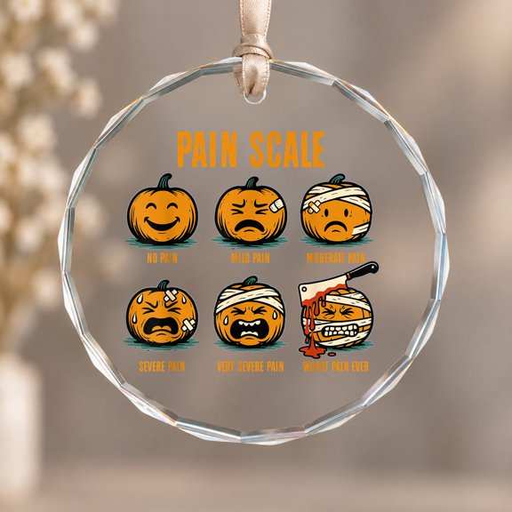 Nurse Pain Scale Halloween Medical Staff ER Doctor Ornament, Party Decor, Circle Glass Ornament
