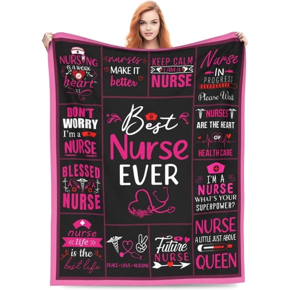 Nurse Pattern Blanket, Nurse Gifts for Women Her, Gifts for Nurse, Soft Lightweight Flannel Blanket, Nurse Practitioner Gifts, Nurse Appreciation Gifts Ideas, Nurse Graduation Gifts 60"X50"