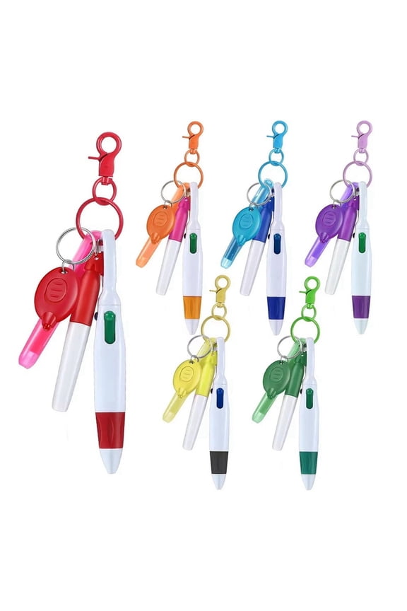 Nurse Pen Set, Badge Reel Include Highlighter Permanent Marker Led Keychain Flashlight Ball Et 6 Sets