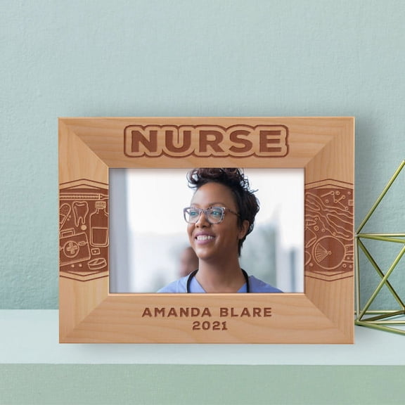 Nurse Personalized Wooden Frame-6" x 4" Brown Horizontal