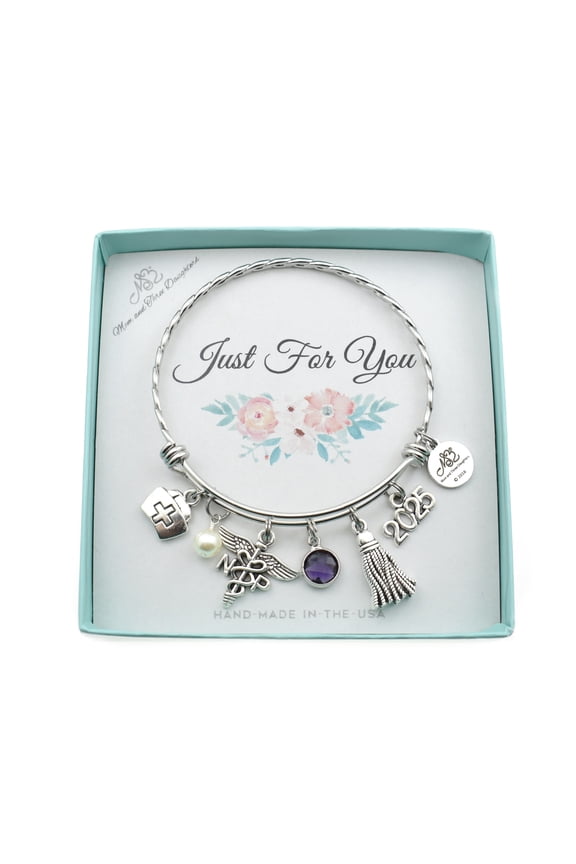 Nurse Practitioner 2025 Graduation Womens Bangle Bracelet in Stainless Steel. Gift for Nurse Practitioner. Perfect Graduation Gift