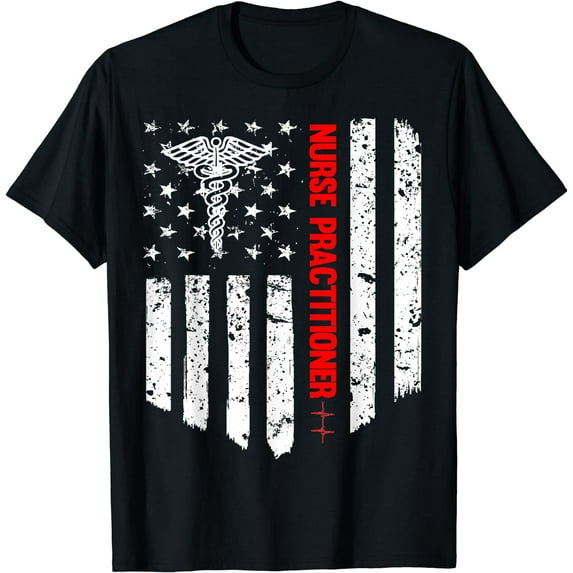 Nurse Practitioner American Flag RN Registered Nurse Gift T-Shirt Black 3X-Large