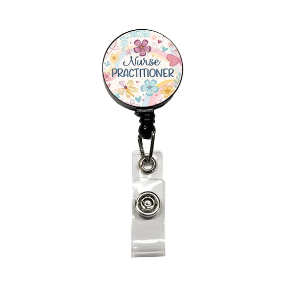 Nurse Practitioner Appreciation Coquette Bows Flowers Retractable Reel ID Badge Key Card Name Tag Holder with Clip