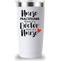 Nurse Practitioner Brains Of A Doctor, Heart Of A Nurse Travel Mug Tumbler.Nurse Practitioner Gifts for Friend Daughter Men Women.Nurse Appreciation,Nursing School Graduation Gifts.(20 oz White)