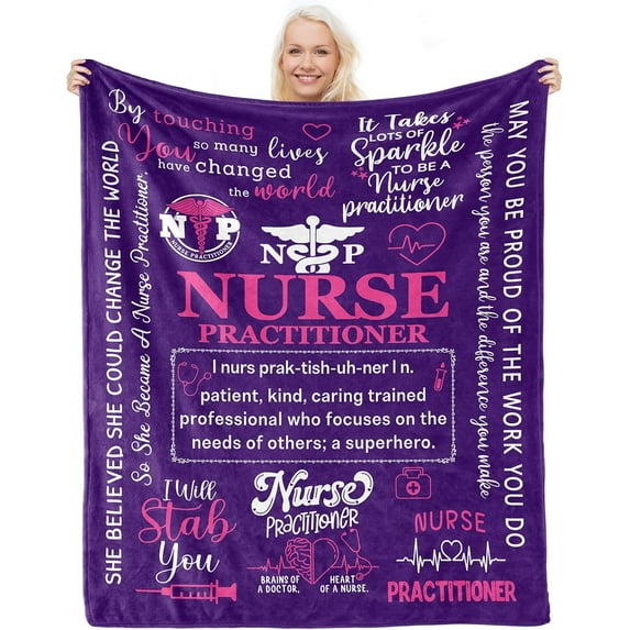 Nurse Practitioner Gifts for Women - Nurses Practitioner Blanket 60x50 - Nurses Week Day Gifts- RN Gifts for New Nurses Practitioner- Nurse Appreciation Graduation Birthday Gifts