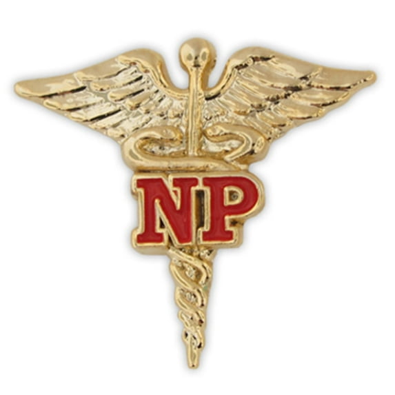 Nurse Practitioner Red NP Gold Caduceus Lapel Pin
