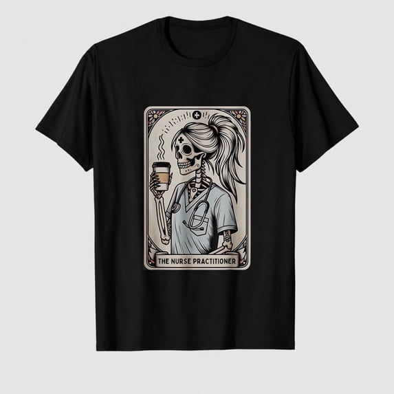 Nurse Practitioner Tarot Card Skeleton Halloween Witch Vibes T-Shirt