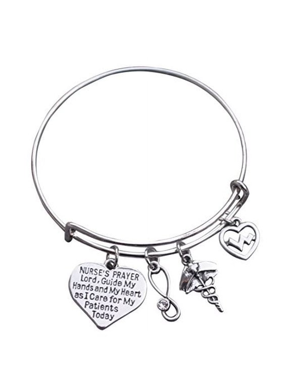 Nurse Prayer Bracelet, Nurse Jewelry, Nurse Charm Bracelet, Nurse Bangle Makes Perfect Nurse Gifts