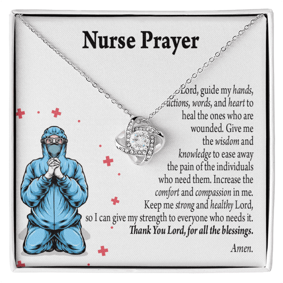 Nurse Prayer Healthcare Medical Worker Nurse Appreciation Infinity Knot Necklace Message Card