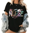 thumbnail image 1 of Nurse Print Graphic Tee T-Shirt Top Breathable and Casual Short Sleeve Round Neck Black S-5XL, 1 of 5