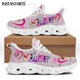 thumbnail image 1 of Nurse Print Mesh Swing Sneakers Breathable Lace up Running Sneakers for Women Nursing Platform Footwear, 1 of 7