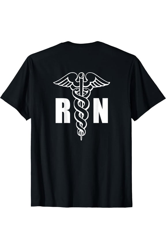 Nurse RN Caduceus Medical Symbol Back Design T-Shirt