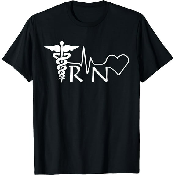 Nurse RN Heartbeat Graduation Womens Gift T-Shirt Black X-Large