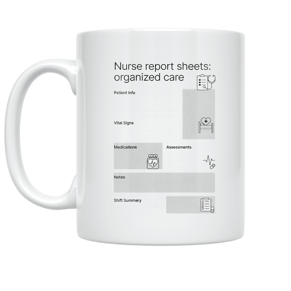 Nurse Report Sheets Organized Care - Healthcare Professional - 11 oz Ceramic Coffee Mug
