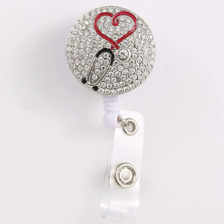 Anesthesiology Badge Reels Retractable with ID Clip Bling Rhinestone Badge  Holder for Nurse Name Tag Card Funny Anesthetist Nursing Doctor Teacher