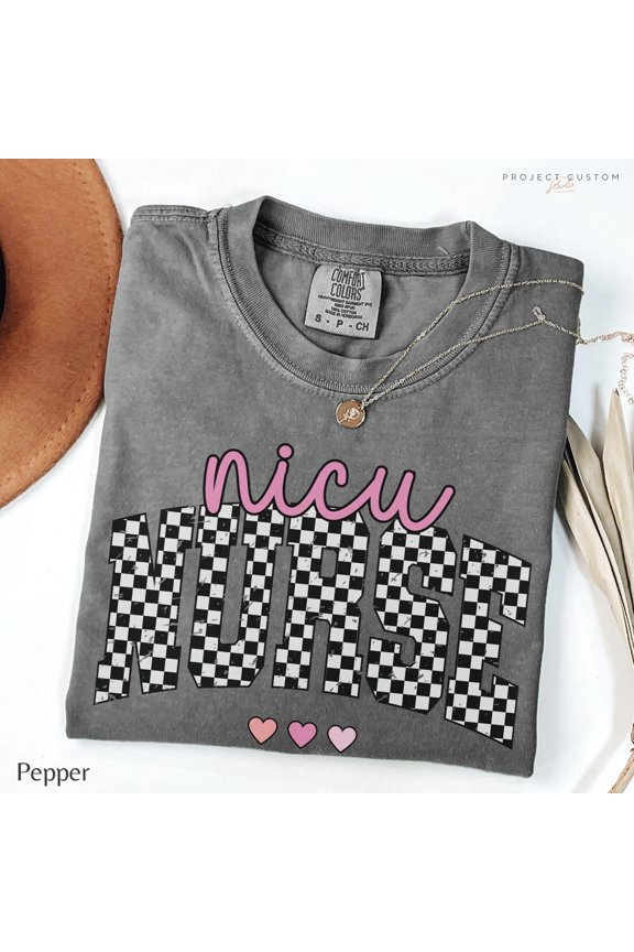 Nurse Retro Checkered Neonatal Cute Rn Coworker T-Shirt