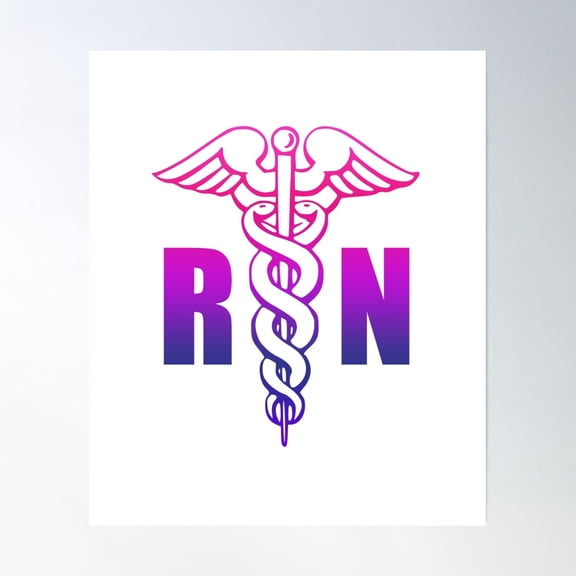 Nurse Rn Caduceus Medical Symbol Poster Wall Art, Modern Wall Decor, 8x12 UNFRAMED