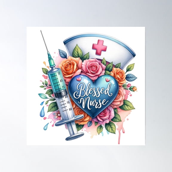 Nurse’S Cap – Blossoming Care Poster Wall Art, Modern Wall Decor, 30x30 UNFRAMED