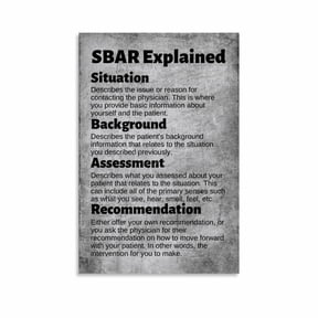 Nurse SBAR Communication Guide Poster Patient Safety Educational (1) Canvas Painting Posters And Prints Wall Art Pictures for Living Room Bedroom Decor