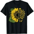 thumbnail image 1 of Nurse Saying With Sunflower Graphic Beautiful Best Nurses Cotton T-Shirt, 1 of 5