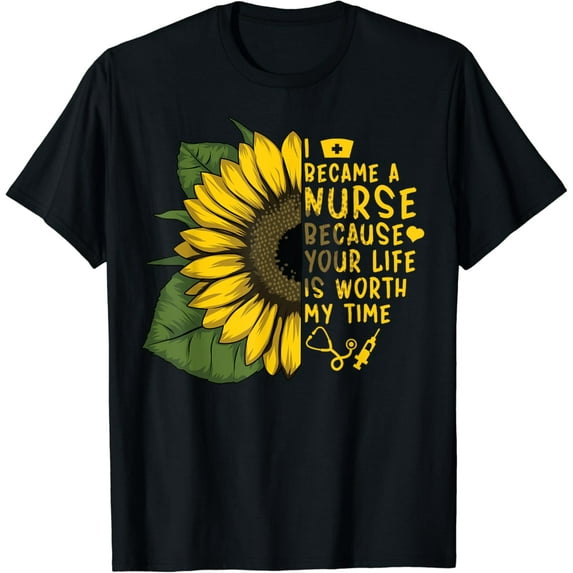 Nurse Saying With Sunflower Graphic Beautiful Best Nurses Cotton T-Shirt